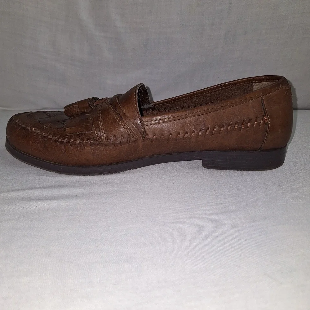 GIORGIO BRUTINI MENS SHOE 9 M WOVEN BARTELL‎ KILTED TASSEL LOAFER NWOB BROWN